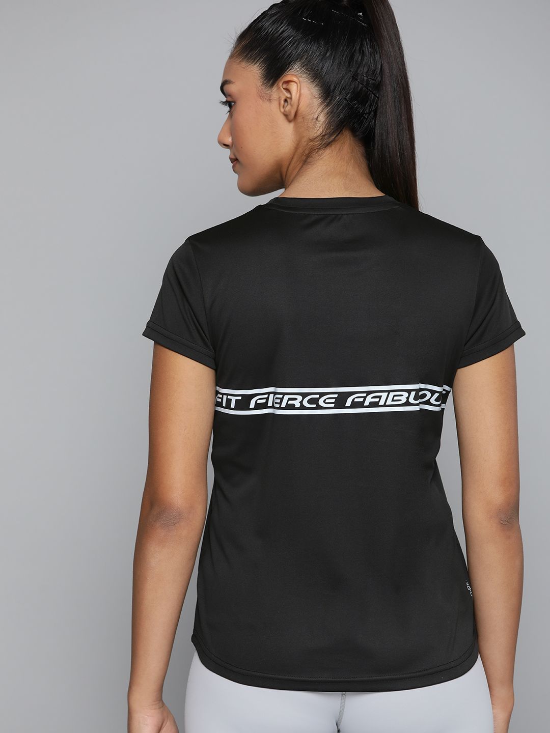 HRX by Hrithik Roshan Training Women JET BLACK Rapid-Dry Typography Tshirts