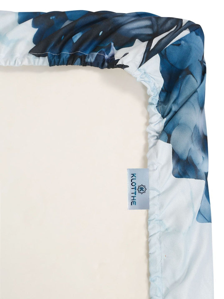 KLOTTHE Blue Floral Dilengkapi 400 TC Single Cadar 7D dengan 1 Sarung Bantal
