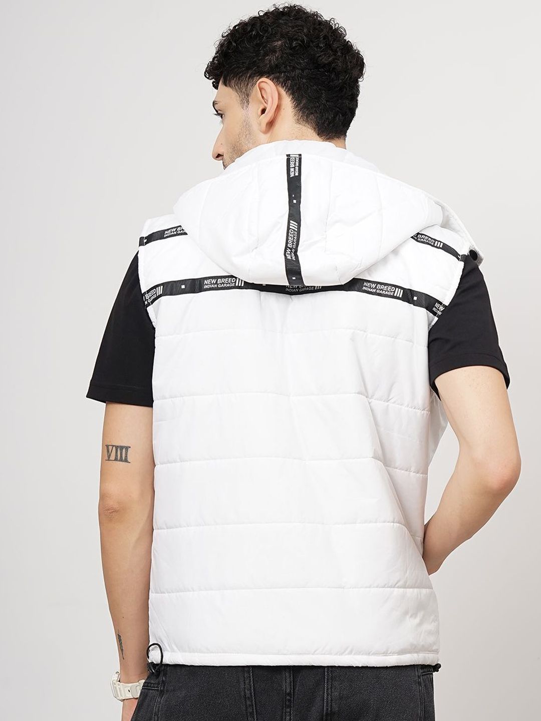 The Indian Garage Co Men Slim Fit Puffer Jacket with Detachable Hood