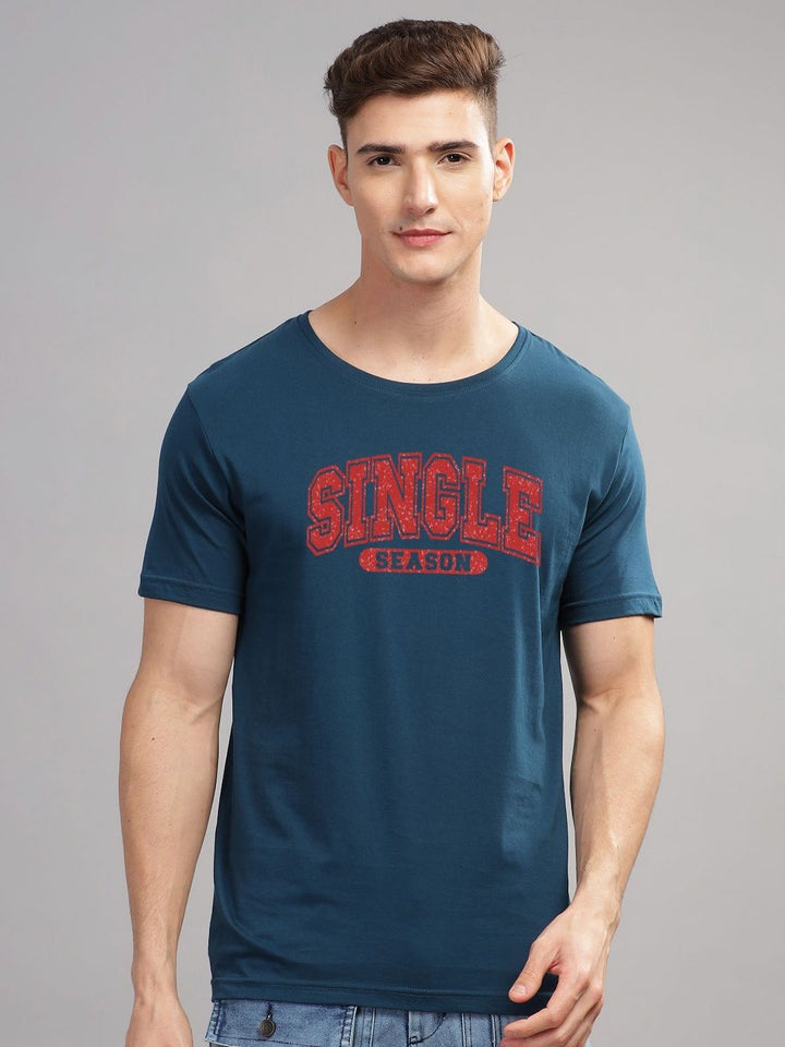 ADRO Men Typography Printed Round Neck Cotton T-shirt