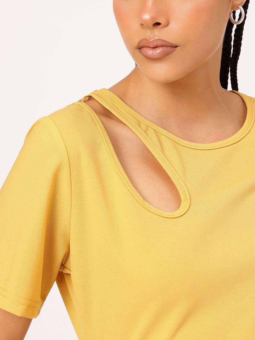 DressBerry Playful Pleats Cut-Out Midi A-Line Dress