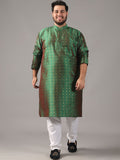 SOJANYA PLUS Plus Size Lelaki Rekaan Tenun Geometrik Kurta Lurus Dengan Piyama