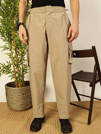 Thomas Scott Men Smart Loose Fit Easy Wash Cargos Trousers
