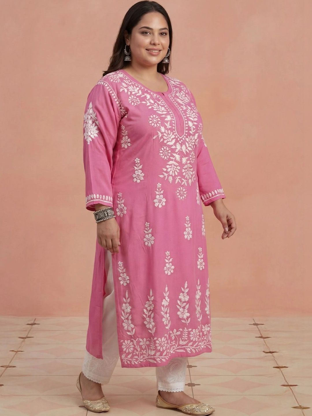 Rumah Wanita Chikankari Sulam Kurta Chikankari