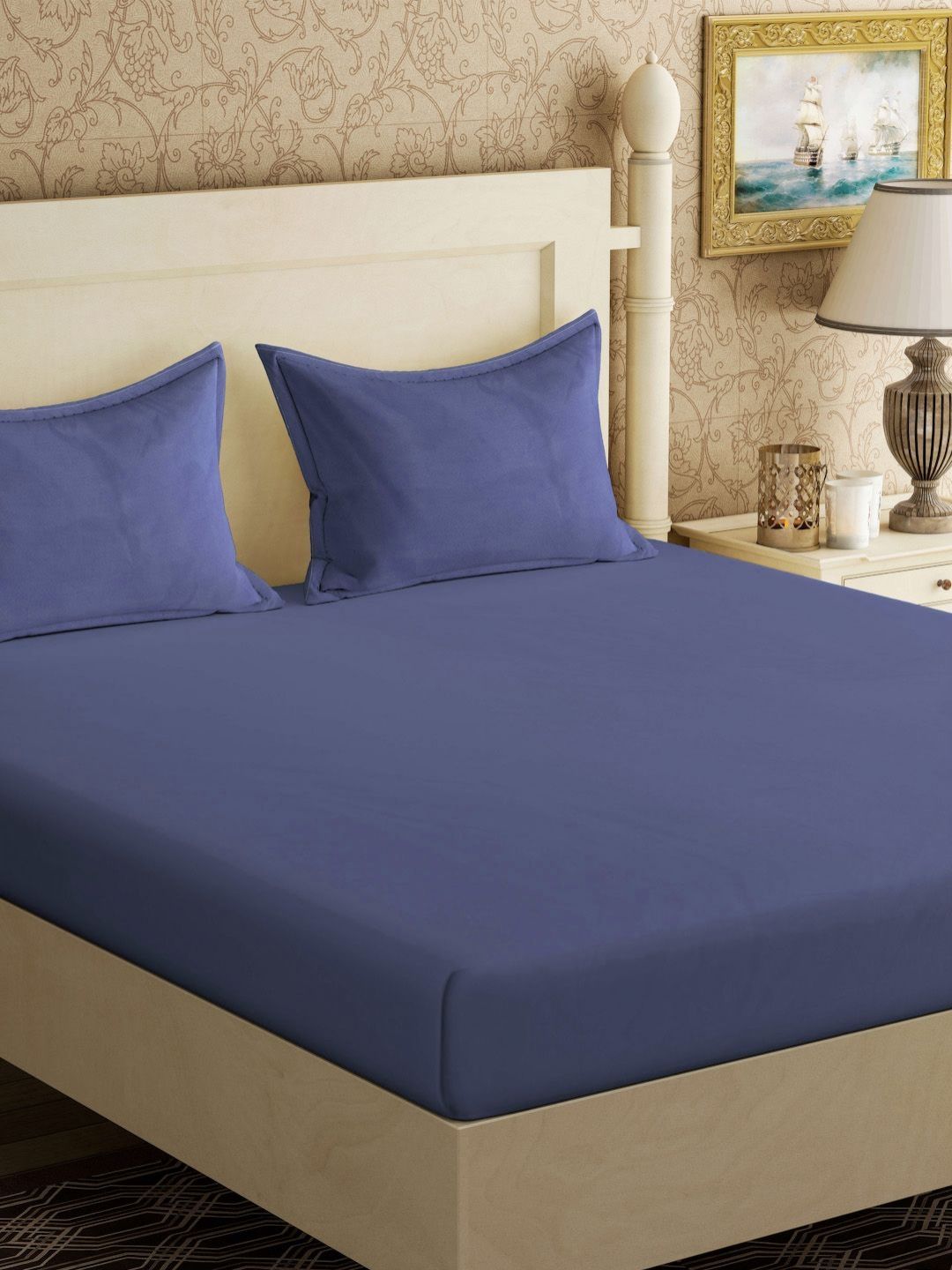Myntra Elegant Homes Blue 300 TC Set Cadar Katil King 2.5 m x 2.25 m