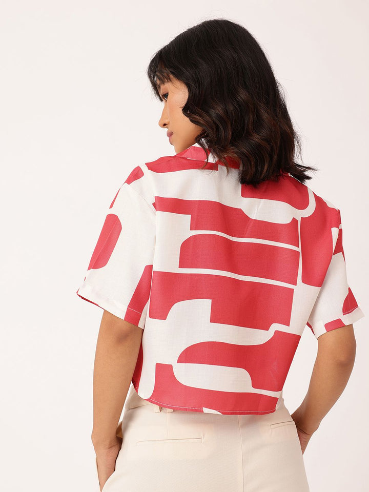 DressBerry Printed Boxy Crop Shirt
