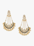 Anouk Gold Plated Cubic Zirconia Studded Crescent Shaped Chandbalis