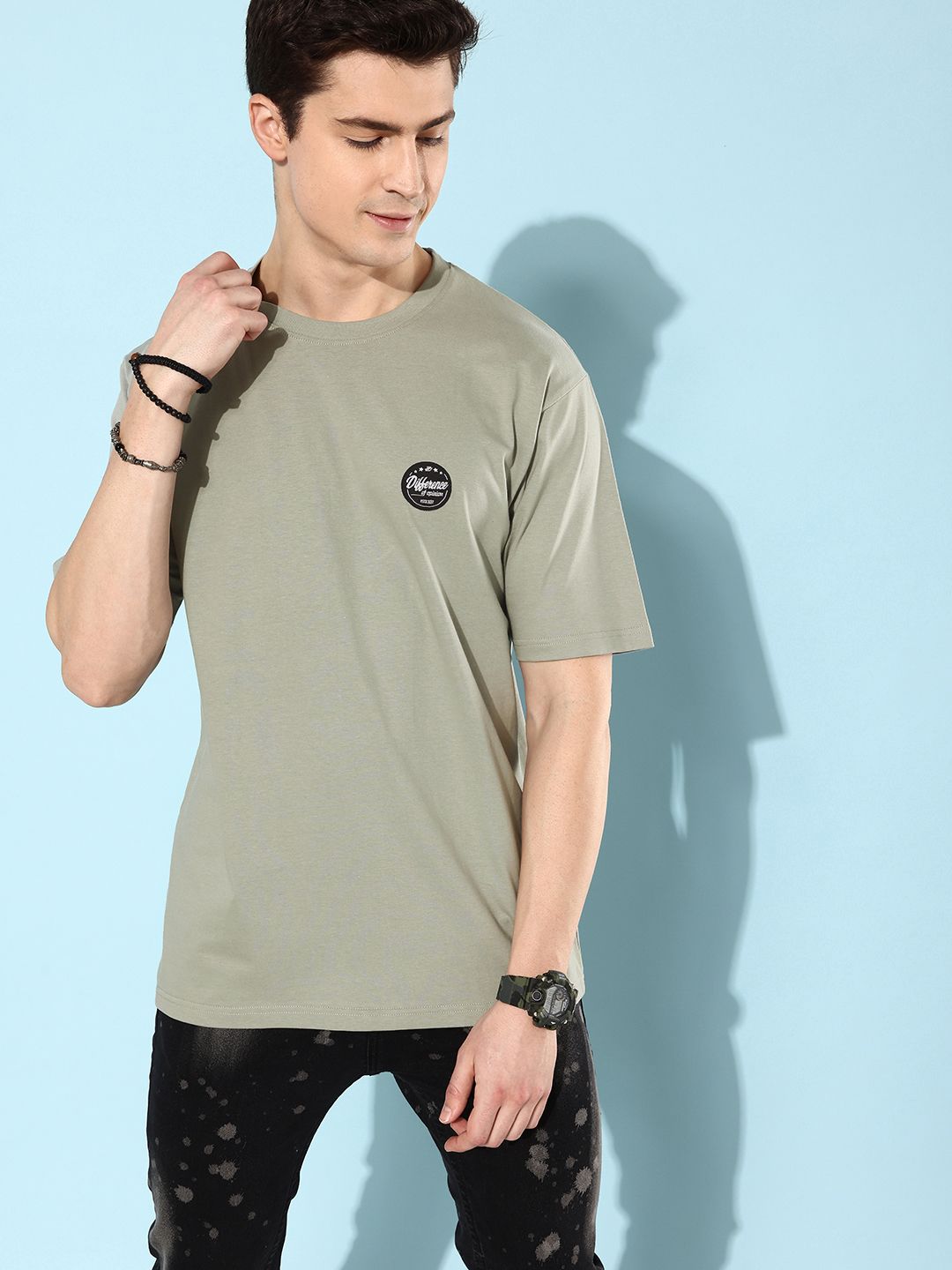 Difference of Opinion Men Grey Typography Printed Pure Cotton Oversized T-Shirt