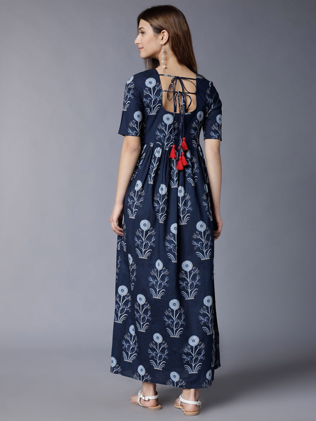 Vishudh Women Cotton Ethnic Motifs Printed Maxi Dress