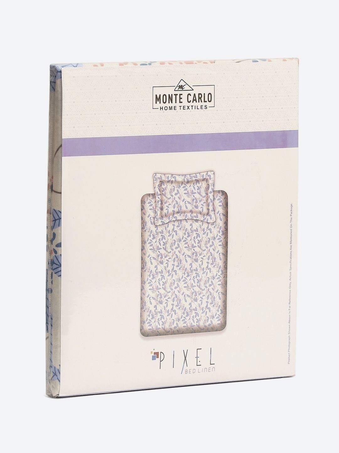 Monte Carlo Pixel Blue & White Floral Printed 120 TC Single Bedsheet Set 1.52 m x 2.30 m