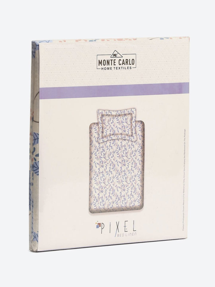 Monte Carlo Pixel Blue & White Floral Printed 120 TC Single Bedsheet Set 1.52 m x 2.30 m