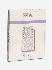 Monte Carlo Pixel Blue & White Floral Printed 120 TC Single Bedsheet Set 1.52 m x 2.30 m