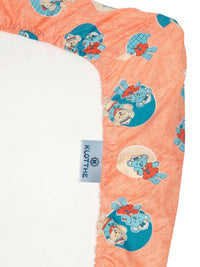 KLOTTHE Kids Orange Printed Cotton 400TC Fitted Set Cadar Bujang 2.25 m x 1.5 m