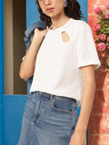 DressBerry Twisted Turn Cut Out Detail Ribbed Top