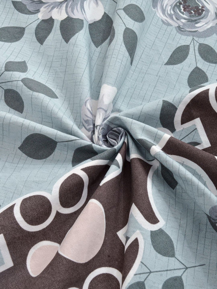 KLOTTHE Grey Printed Dilengkapi 300 TC Double King Cadar Halus Dengan 4 Sarung Bantal