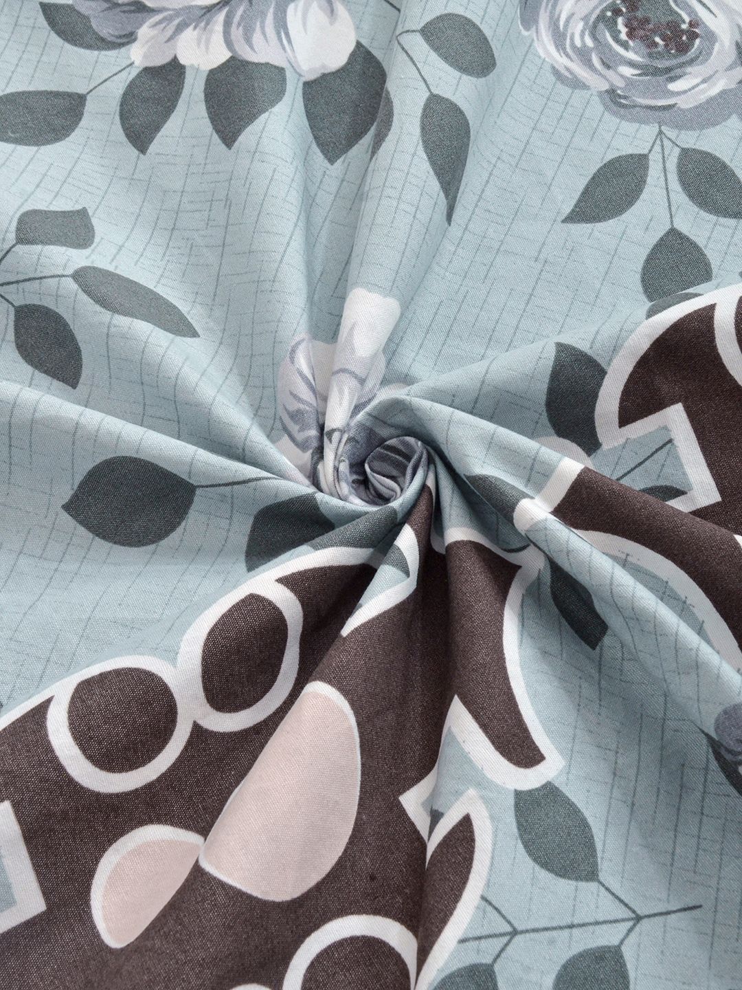 KLOTTHE Grey Printed Dilengkapi 300 TC Double King Cadar Halus Dengan 4 Sarung Bantal