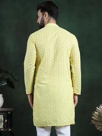 Anouk Floral Sulam Mandarian Collar Kurta Lurus Biasa