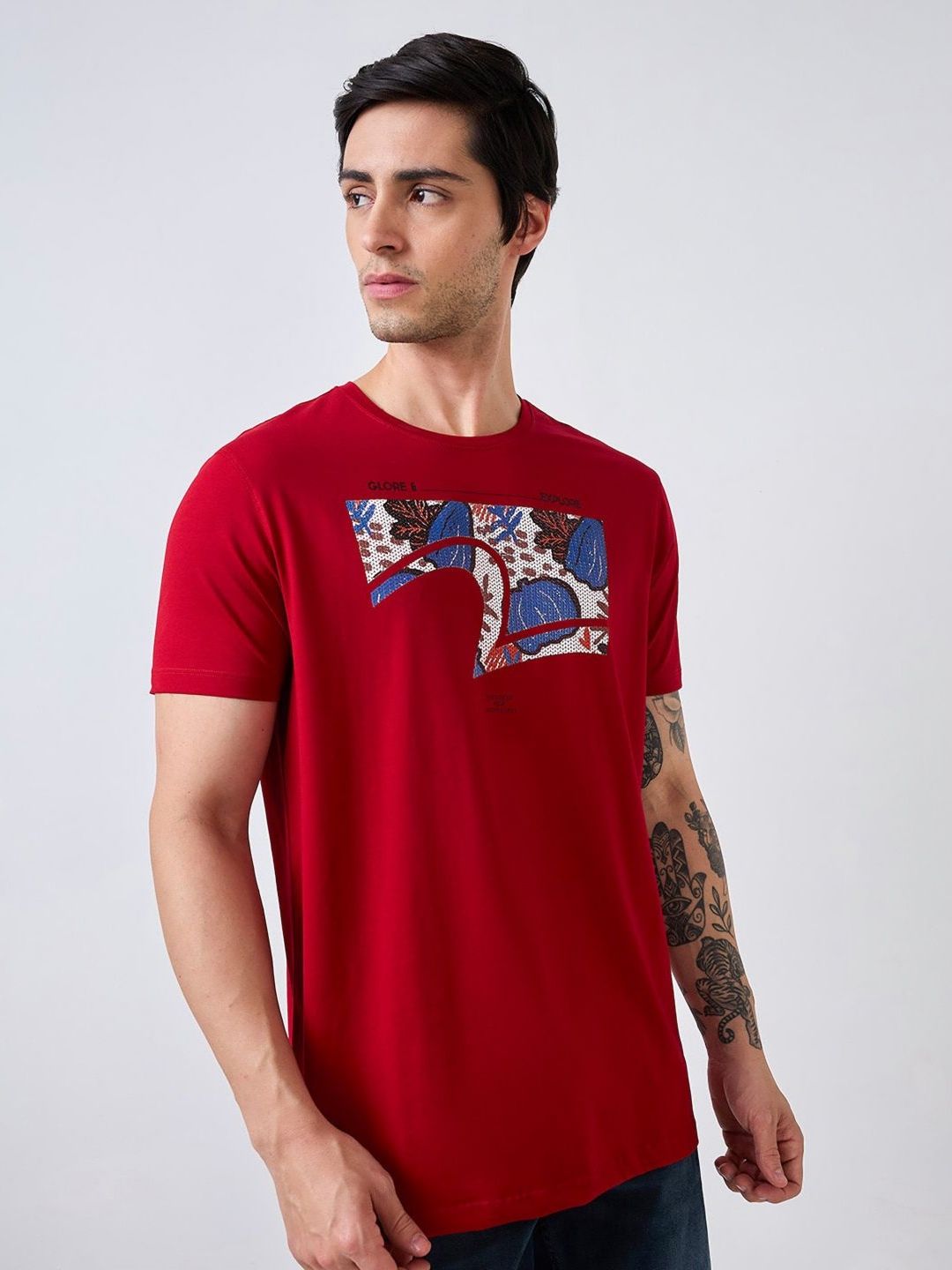 SPYKAR Men Biker Applique Slim Fit T-shirt