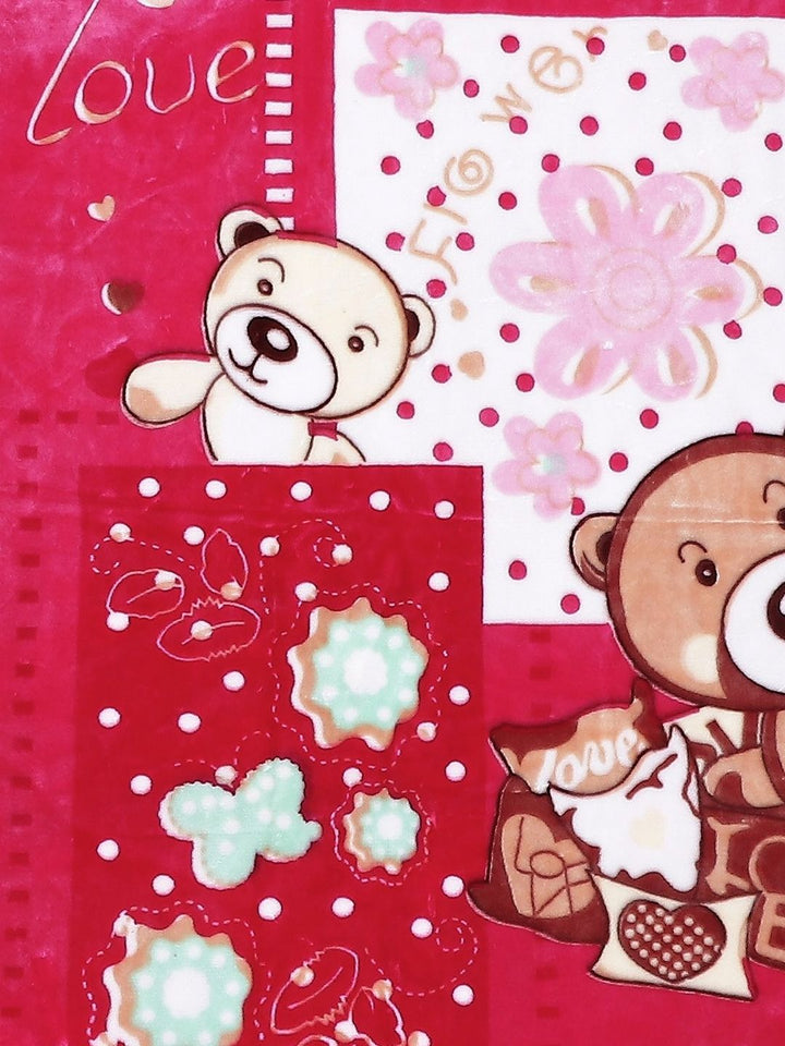 Monte Carlo Pink & Beige Cartoon Characters Mild Winter 550 GSM Single Bed Blanket
