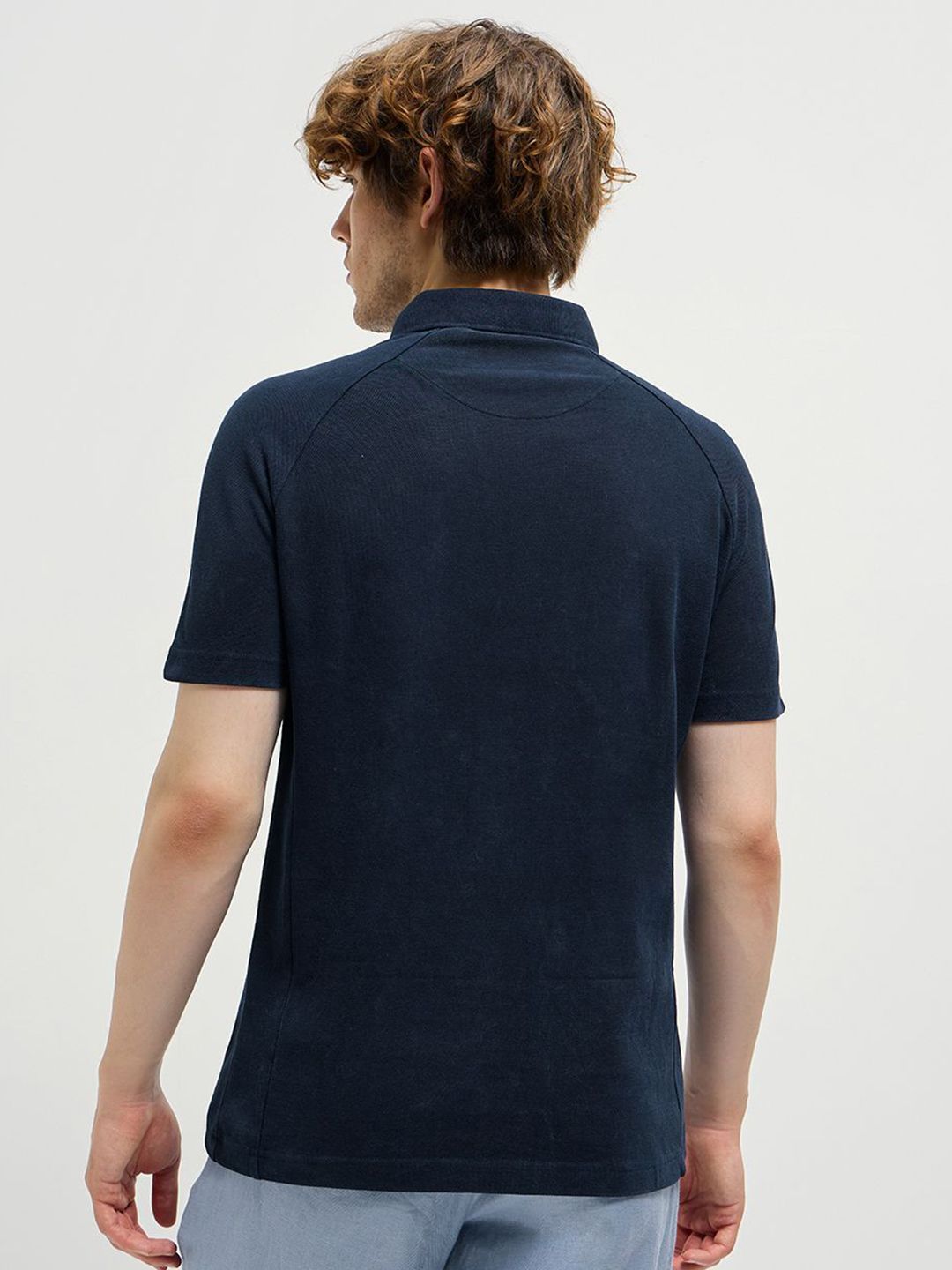 THE BEAR HOUSE Men Solid Polo Collar Pure Cotton T-shirt