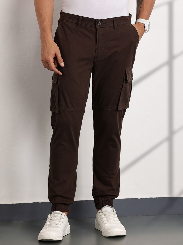 Thomas Scott Men Smart Slim Fit Easy Wash Cargos Trousers