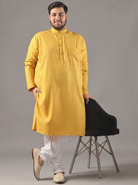 SOJANYA PLUS Plus Size Men Band Collar Pure Cotton Straight Kurta With Pyjamas