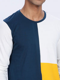 ADRO Lelaki Colourblocked Round Neck Cotton T-shirt