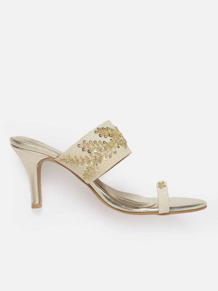 House of Pataudi  Open Toe Embellished Slim Heels