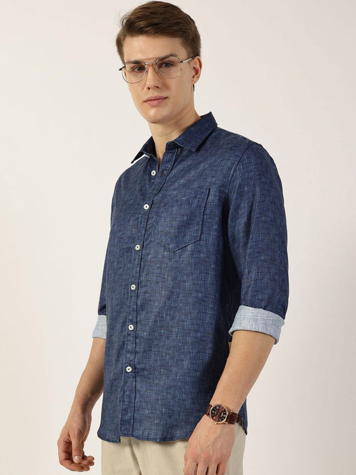 Thomas Scott Men Premium Spread Collar Solid Slim Fit Casual Shirt