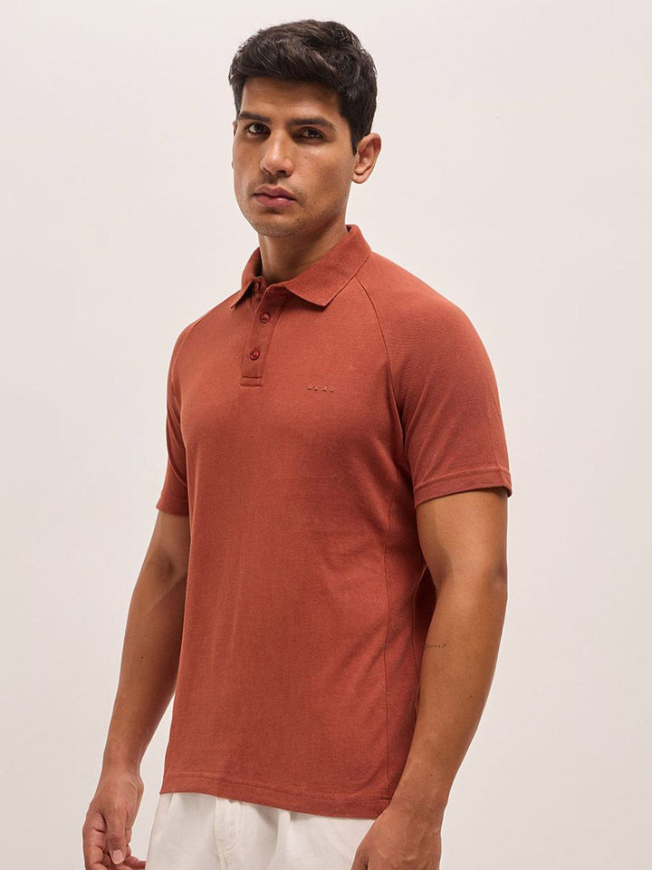 THE BEAR HOUSE Men Solid Polo Collar Pure Cotton T-shirt