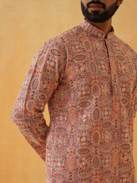 SOJANYA LUXE Floral Kashmiri Embroidered Sequinned Georgette Straight Kurta With Trousers