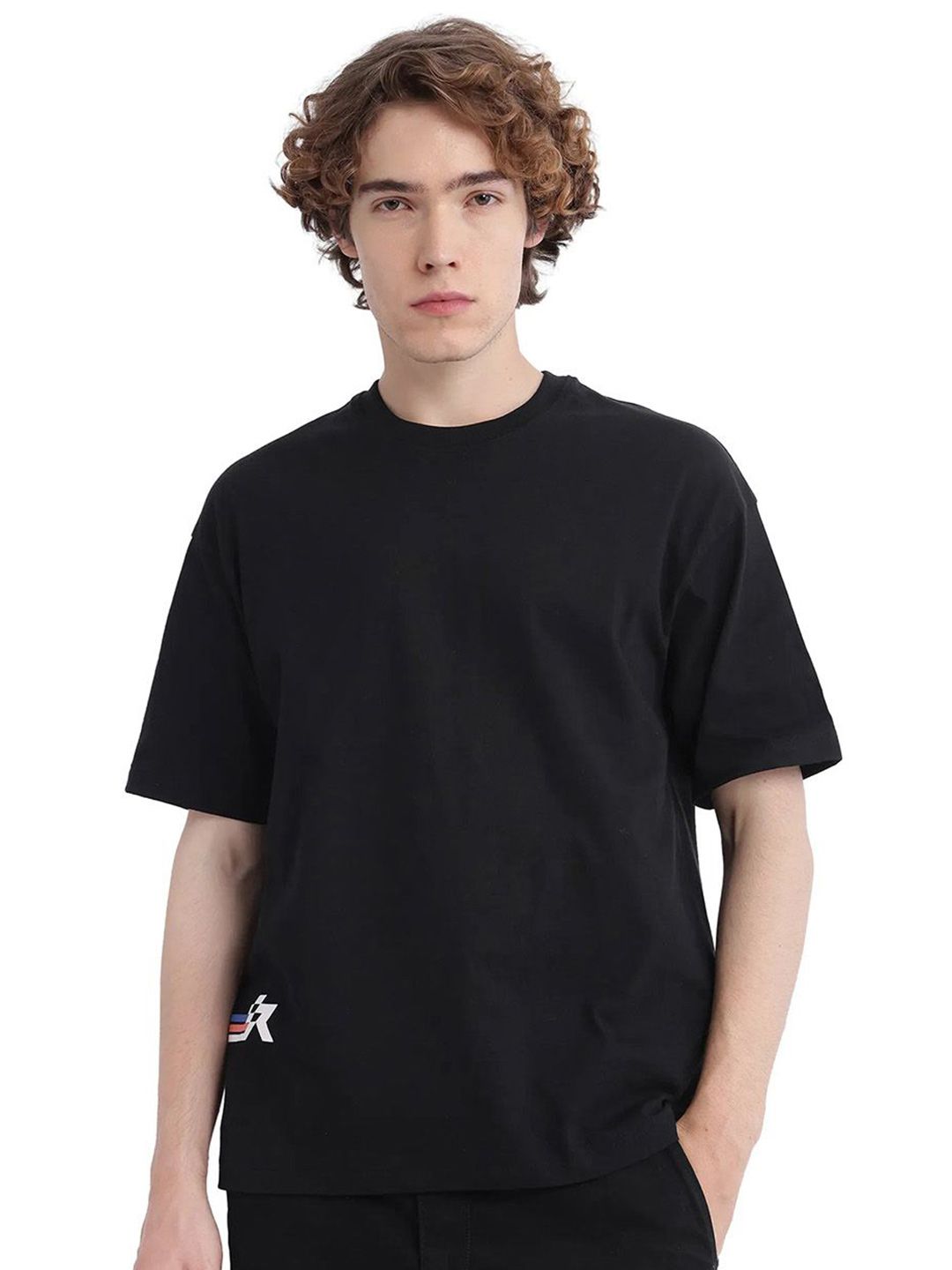 RARE RABBIT Men Graphic Printed Round Neck Cotton Oversized T-shirt