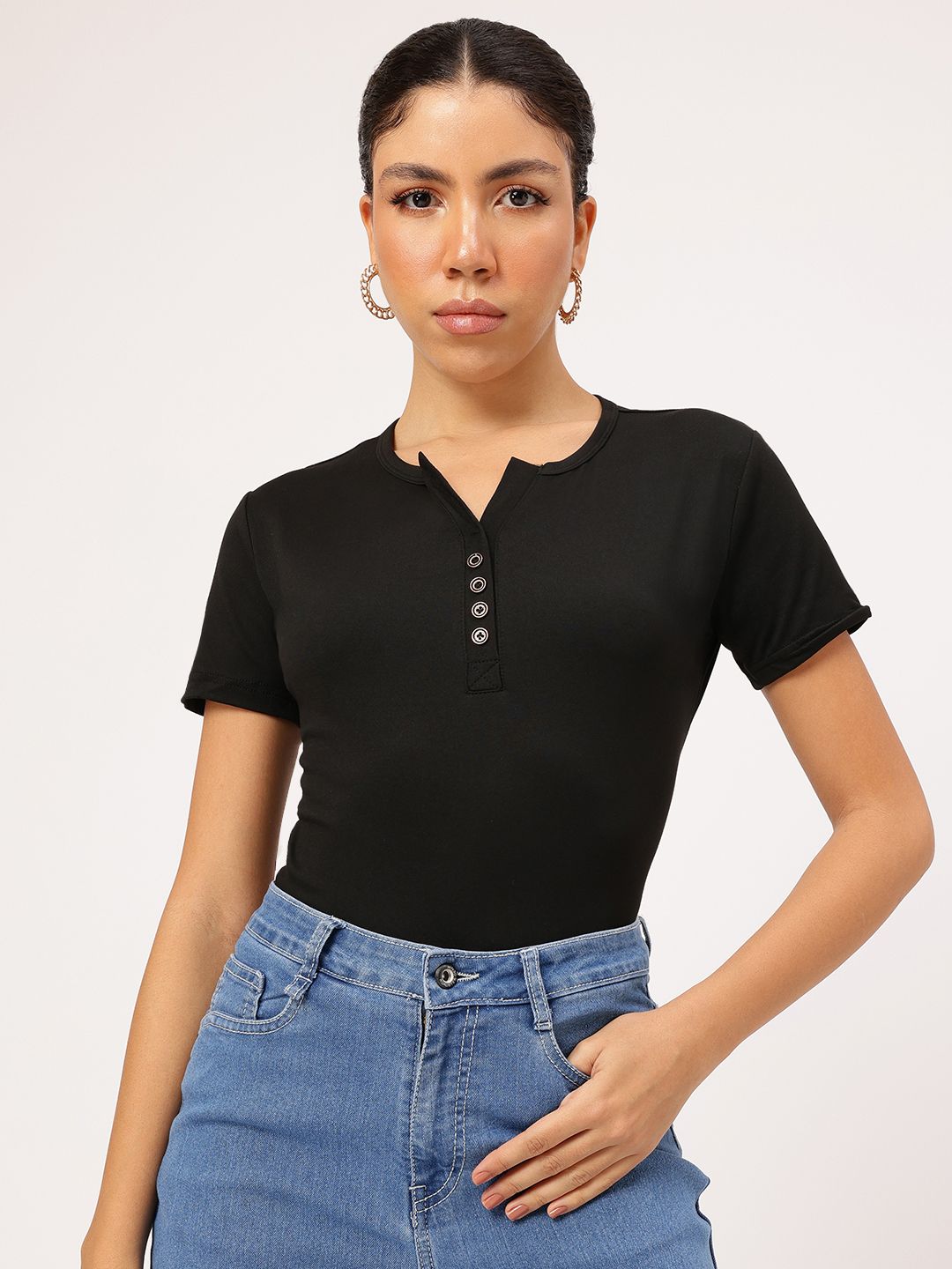 DressBerry Easy Breezy Henley Neck T-shirt