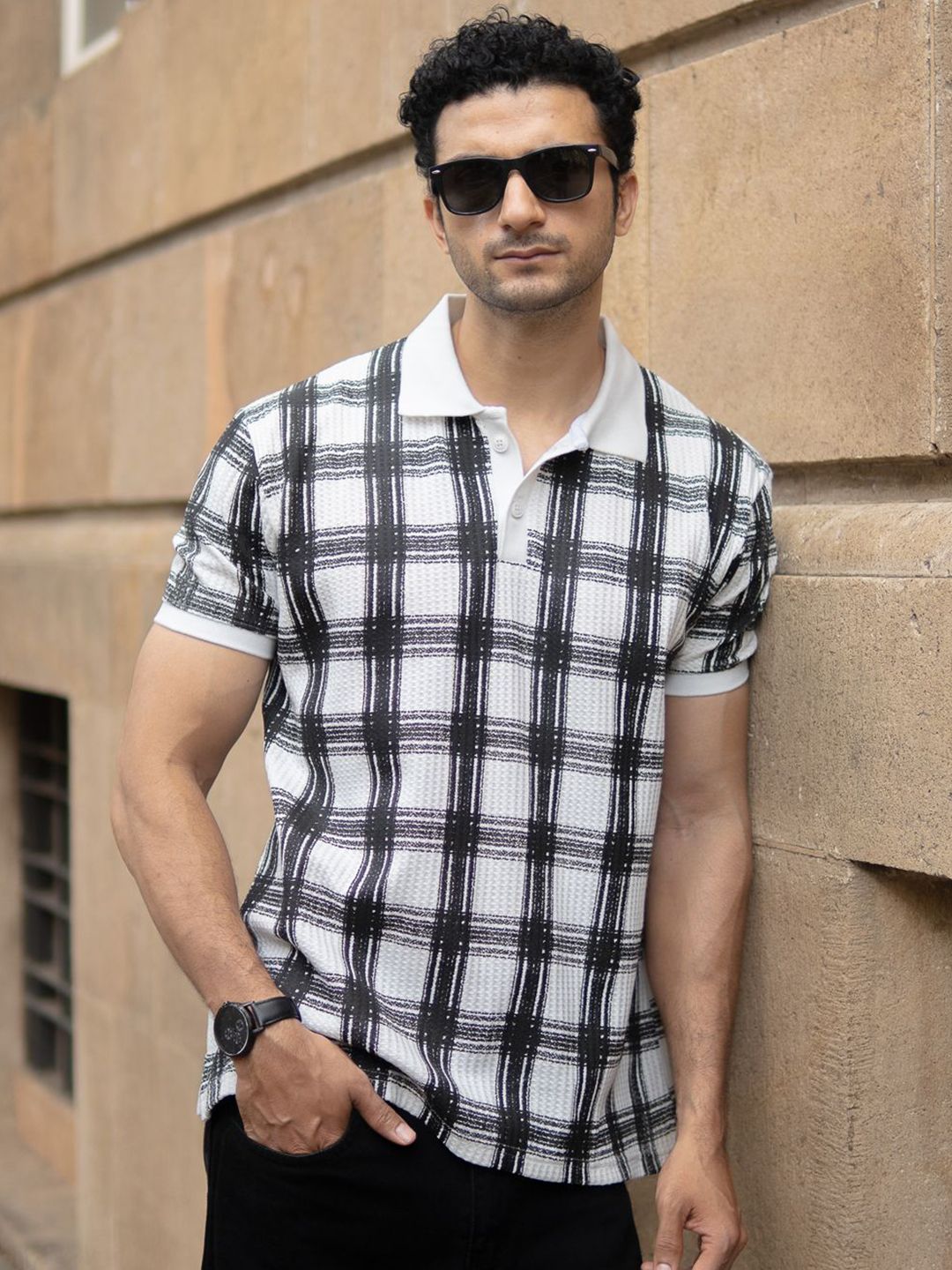 Powerlook SS25 Checked Polo Collar T-Shirt