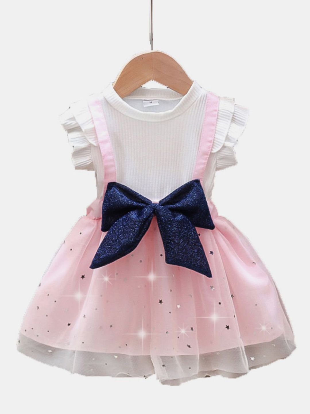 YK Girls Embellished Colourblocked Cotton Fit & Flare Dress