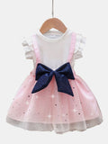 YK Girls Embellished Colourblocked Cotton Fit & Flare Dress
