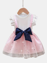 YK Girls Embellished Colourblocked Cotton Fit & Flare Dress