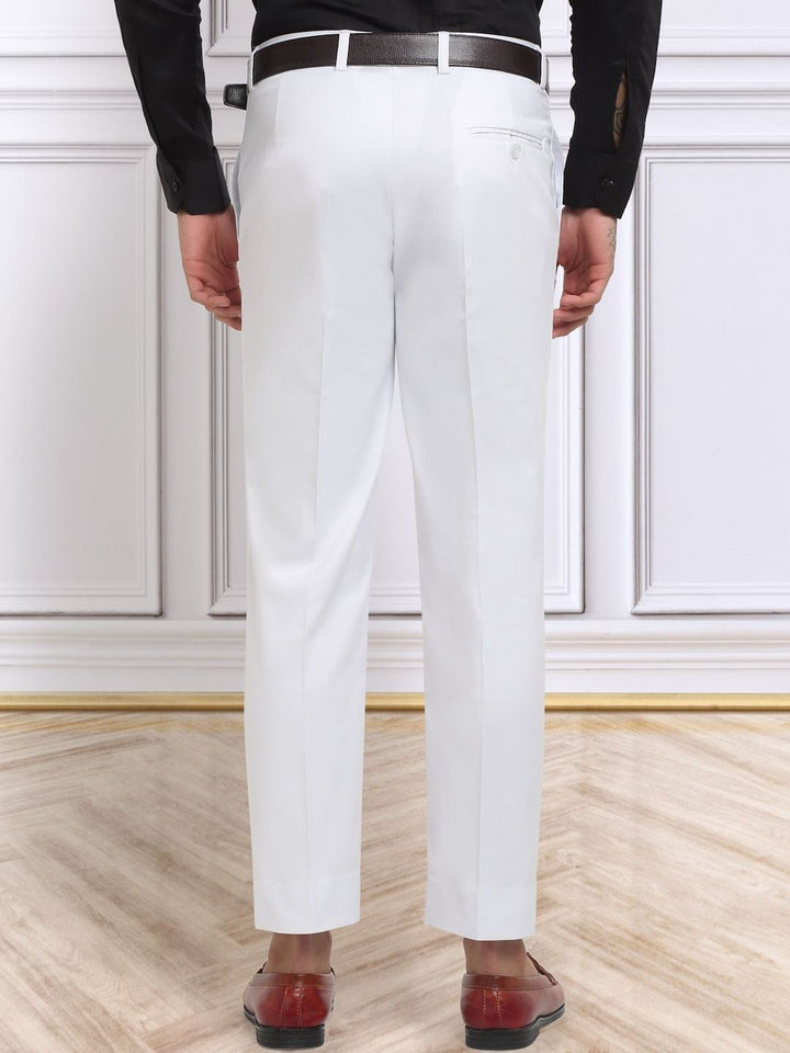 KLOTTHE Men White Slim Fit Mid-Rise Cotton Formal Gurkha Pants
