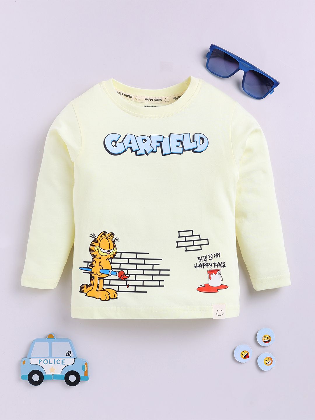 Happy Faces Kids Girls Garfield Printed Pure Cotton T-Shirt