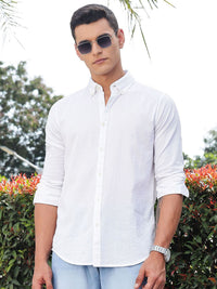 Thomas Scott Premium Seersucker Button-Down Collar Cotton Shirt