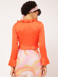 DressBerry Retro Revival Ruffles Tie-Ups Crop Top