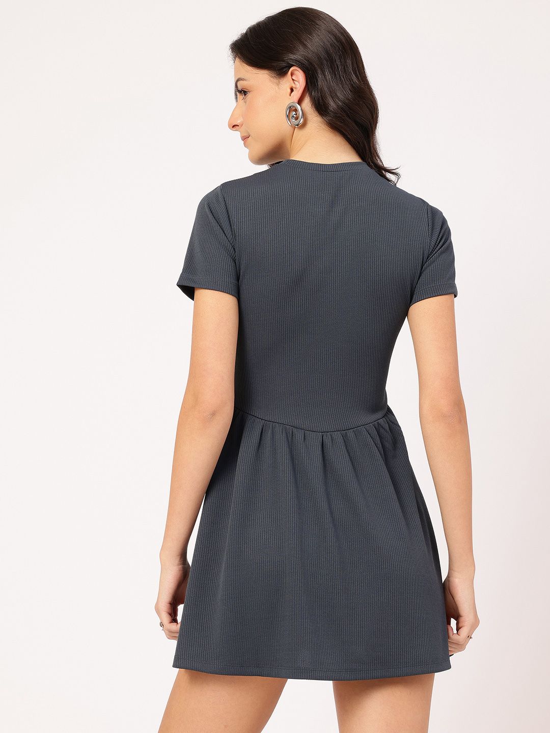 DressBerry Mini Vibes Ribbed A-Line Dress