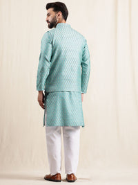 Anouk Ethnic Motifs Embroidered Mandarin Collar Jodhpuri Kurta With Pyjamas & Nehru Jacket
