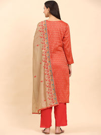 Mamicha Women Floral Embroidered Regular Pure Cotton Kurta with Palazzos & With Dupatta