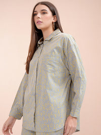 Tokyo Talkies Women Printed Button Down Full Slleve Shirt