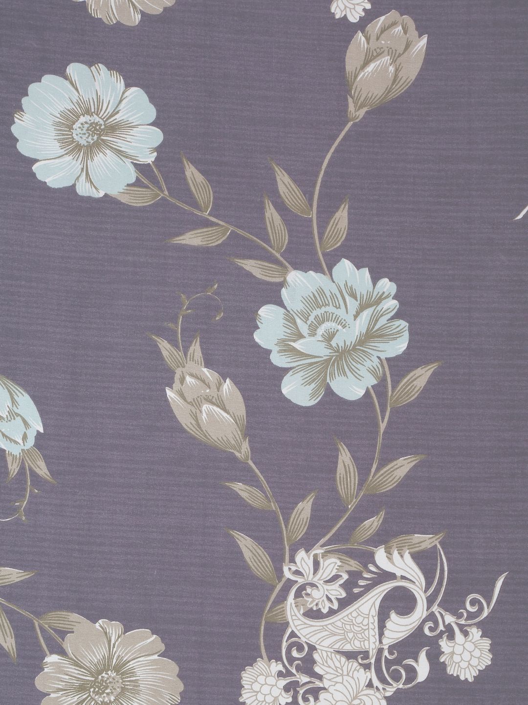 KLOTTHE Purple Floral Polycotton 300 TC Single Fine Bedsheet with a Pillow Cover-89 x 59 inches