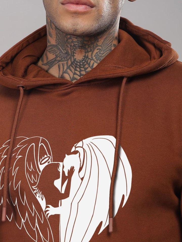 ADRO Lelaki Graphic Printed Hod Cotton Pullover Sweatshirt