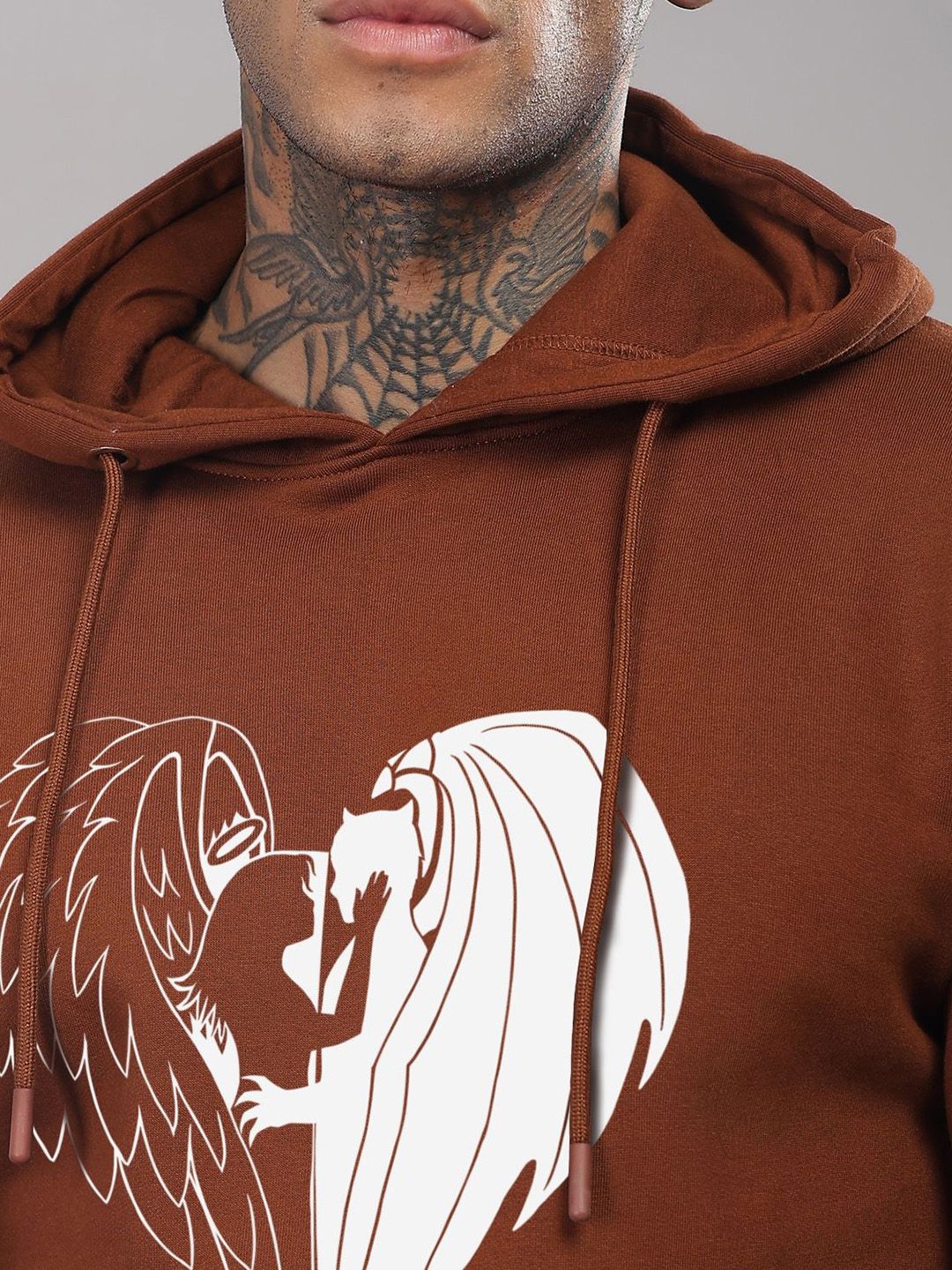 ADRO Lelaki Graphic Printed Hod Cotton Pullover Sweatshirt