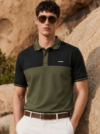 ADRO Men Brand Logo Colourblocked Polo Collar T-shirt