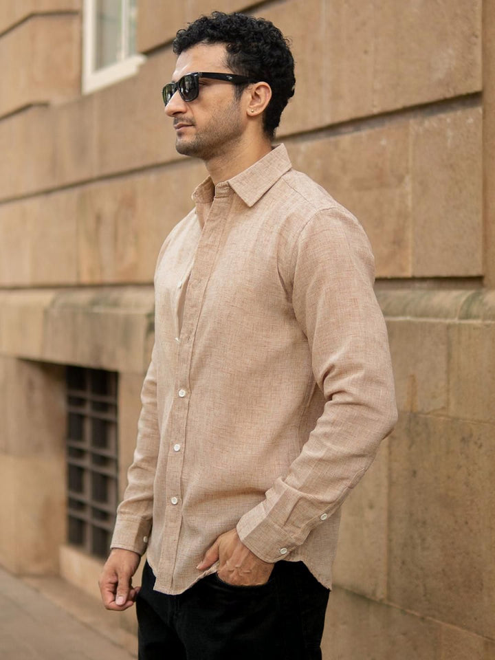 Powerlook Men Slim Fit Solid Spread Collar Casual Shirt